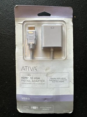 Ativa HDMI to VGA Pigtail Adapter White NEW - Image 1 of 3