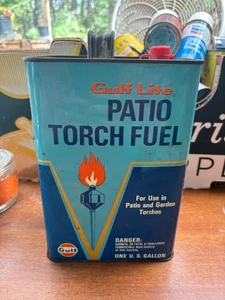 DE COLECCIÓN ANTORCHA DE PATIO GULF LITE COMBUSTIBLE LATA DE 1 GALÓN VACÍA - Imagen 1 de 6