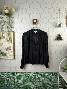 Evereve Black Long Sleeve Blouse with Ruffle Details - Size - XS - Picture 1 of 5