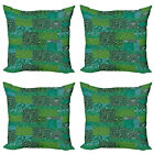 Ambesonne Leaves Design Cushion Cover Set Of 4 For Couch And Bed In 4 Sizes