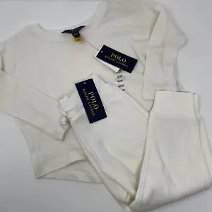Polo Ralph Lauren Toddler Girls 3T Outfit Long Sleeve Shirt, Waffle Pants - Picture 1 of 10