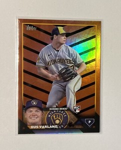 2023 Topps Update Gus Varland US241 RC Orange Black Milwaukee Brewers