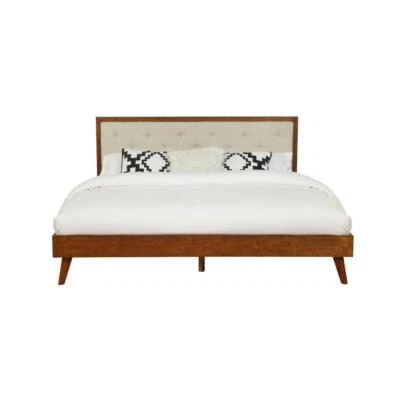 Cama king con plataforma de avena Reid Mid Century Foto 1 de 4