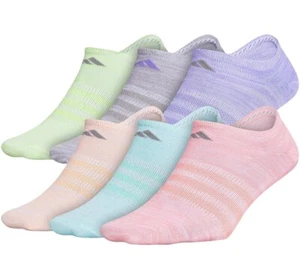 Adidas Girls 248409 No Show Socks 6-Pair Pack Size Medium (Shoe Size 13C-4Y) - Picture 1 of 2