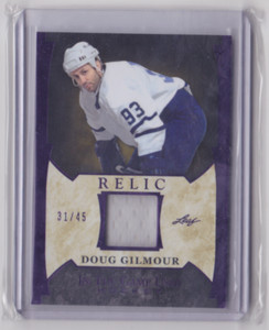 2023 LEAF IN THE GAME USED RELIC PURPLE FOIL 31/45 DOUG GILMOUR #GUR-8 LEAFS