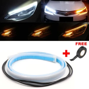 60CM Slim White Amber Dynamic Flexible LED DRL Turn Signal Strip for Headlight - Picture 1 of 10