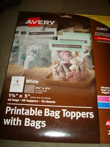 AVERY PRINTABLE BAG TOPPERS WITH BAGS 22801 - Picture 1 of 4