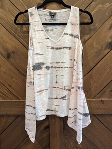 New Mossimo Women's V-neck Tank Top White Black Tie Dye Size S Flowy Small - Picture 1 of 9