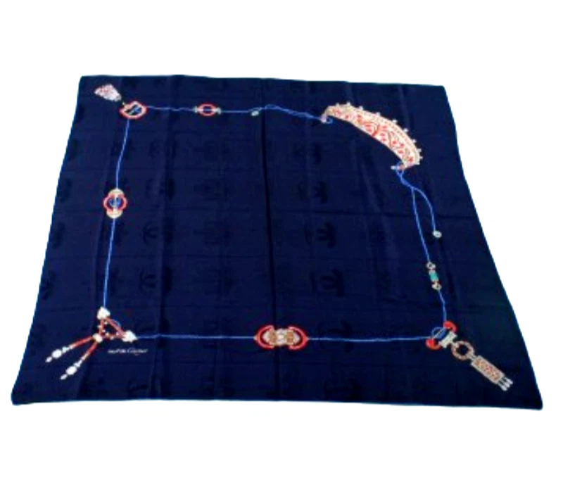 Auténtica bufanda de seda de lujo vintage Cartier Paris "logotipo, joyería" para mujer 34 pulgadas Foto 1 de 4