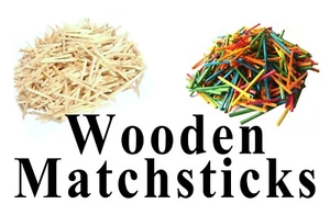 Natural & Colour Wooden Matchsticks 100-5000 Pcs Model Arts Craft Matchsticks - Picture 1 of 15