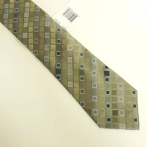 Corbata para hombre JOE by Joseph Abboud 100% verde seda azul cuadrados NUEVA - Imagen 1 de 10