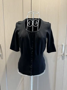 Beautiful Coast Women’s Black 3/4 Sleeved Knit Cotton Blend Cardigan, Size 12 - Picture 1 of 8
