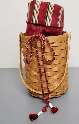 Longaberger Wine Beverage Basket Tote Set w/Liner & Protector Cover