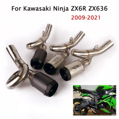 Silenciador deslizable para Kawasaki Ninja ZX6R ZX636 2009-2023 puntas de escape tubo de enlace Foto 1 de 4