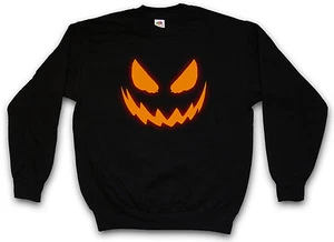 GLOWING HALLOWEEN PUMPKIN I SWEATSHIRT PULLOVER Horror Kürbis Samhain Creature - Picture 1 of 2