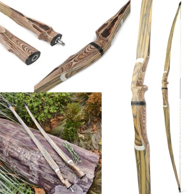 Archery Longbow Takedown Wooden 20-50lbs 60” 62" 64" Traditional Bow RH LH Hunt - Image 1 of 4