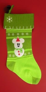Disney Mickey Mouse Strick Weihnachtsstrumpf grün Micky Schneemann Weihnachtsdeko 16 - Bild 1 von 8