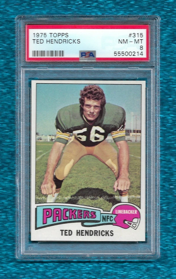 1975 TOPPS #315 TED HENDRICKS PSA 8 NM-MINT ONLY 91 HIGHER HOF PACKERS RAIDERS - Image 1 of 1
