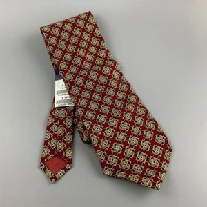 Corbata geométrica vintage 100 % tailandesa roja marrón marrón de Royal - Imagen 1 de 3