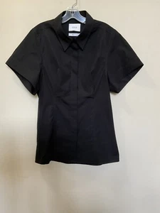 Camisa ESSE Studio Italiana Algodón Negra Manga Corta Botón Frontal Talla 8 - Imagen 1 de 10