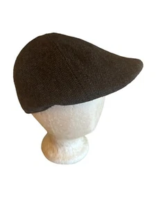 APT. 9 M/L Dark Gray Herringbone Flat Cap Newsboy Hat Wool Blend - Picture 1 of 5