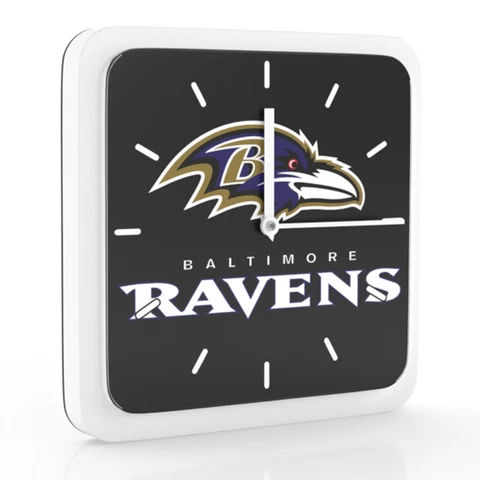 New 3 in 1 NFL Baltimore Ravens Home Office Decor Wall Desk Magnet Clock 6" Cover