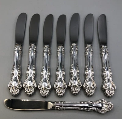 Barroco Español - Juego de 8 Esparcidores de Mantequilla Caña y Bartón Esterlina 6.5" Foto 1 de 4