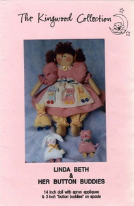 Linda Beth & Her Button Buddies - Kingwood Collection Sewing Dollmaking Pattern - Picture 1 of 7