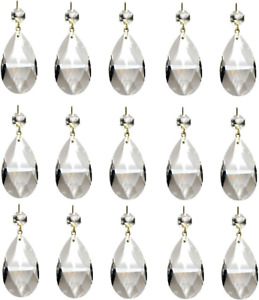15Pcs Clear Teardrop Crystal Chandelier,Crystal Pendants for Light Lamp & Window