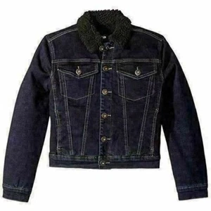 "Hudson Kids" Boys' Denim Jacket with Sherpa Collar & Lining Size 5,6 - Picture 1 of 2