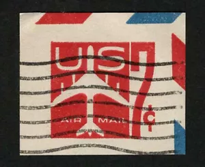 US 1960 #UC33 Air Mail 7c Carmine Jet Airliner Cut Square - Picture 1 of 2
