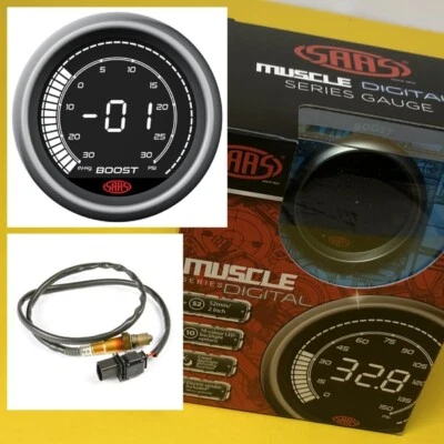 SAAS Muscle Digtal SG41292 Air/Fuel Ratio gauge + sensor Wide Band AFR 52mm 2" - Image 1 of 4