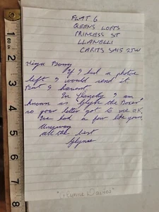 GROSSER VERKAUF GLYNNE DAVIES HANDSIGNIERTE NOTIZ MIT COA - Bild 1 von 1