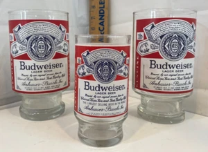 3 - Vintage BUDWEISER LAGER Pedestal Beer Glass, 2 - 32 oz. & 1 - 10 oz. - Picture 1 of 8