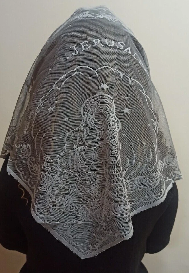 Mantilla Iglesia Pagadores Mujeres Dantail Encaje Bufanda Cubierta Cabeza Jerusalén Regalo Foto 1 de 4