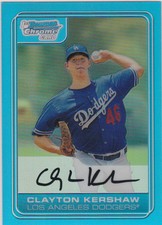 CLAYTON KERSHAW Los Angeles Dodgers RP ROOKIE CARD Bowman Chrome Throwbacks RC