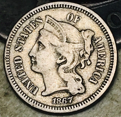 1867 Three Cent Nickel Piece 3C Ungraded Choice Civil War Era US Coin CC17826 Cover