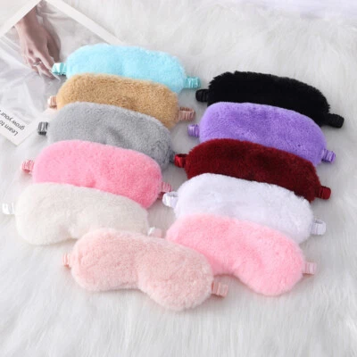 Soft Cotton Eye Mask Sleep Travel Masks Sleeping Blindfold shade Silk Fluffy◇ - Image 1 of 4