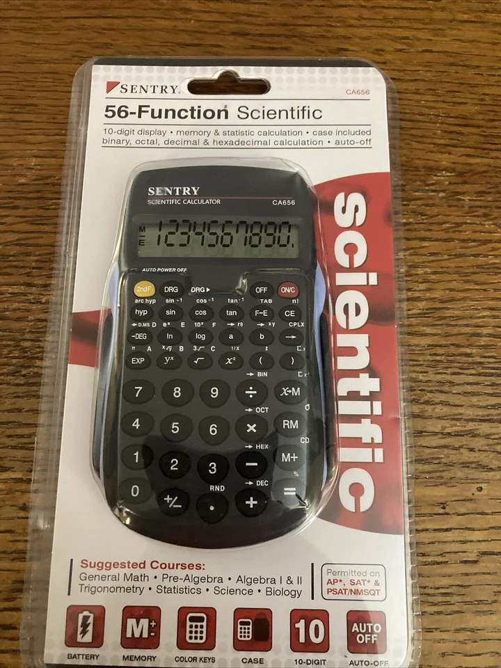 Sentry CA656 56-Function Scientific Calculator, Black Case 10-Digit LCD Auto Off - Image 1 of 1