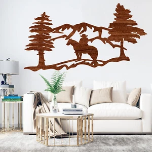 Cowboy in Mountains , Wood plaque sign,wood Crafts,Craft supply, home decor - Picture 1 of 6