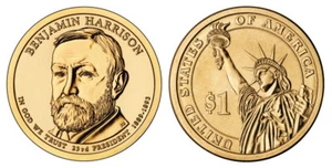 2012 P  Benjamin Harrison Presidential One Dollar Coin U.S. Mint Rolls Money - Picture 1 of 3