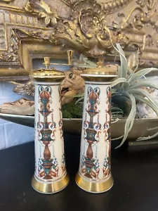 Lenox Lido 8" Pepper Grinder Mill & Salt Shaker Set 24K Trim Vintage Midcentury - Picture 1 of 8