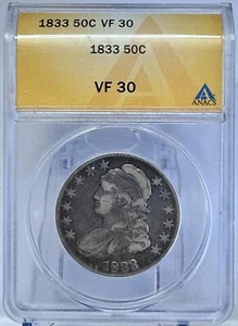 1833 Capped Bust Half Dollar ANACS VF30 - Picture 1 of 4