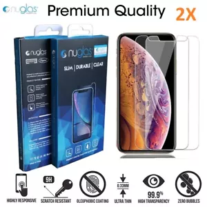 2x Nuglas Tempered Glass Screen Protector iPhone 15 14 13 12 11 Pro XS Max 8 7 6 - Picture 1 of 7