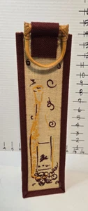 Printed Burlap Wine Bottle Gift Bag - Picture 1 of 4