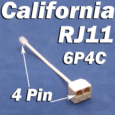 RJ11 Jack 2 Way Outlet Telephone Phone Modular Line Splitter Plug Adapter 6P4C  - Image 1 of 4