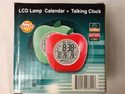 White Apple English Talking Alarm Clock Visually Impaired Blind Time Teacher - Image 1 of 4