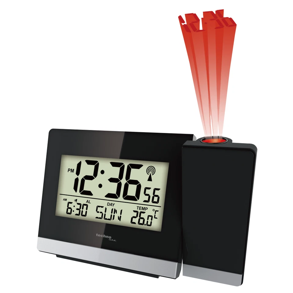 Technoline Projektionswecker WT 536 Funkuhr schwarz 147x42x92mm - Bild 1 von 1