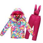 Kids Winter Ski Suit Waterproof Plus Velvet Warm Jacket Coat Overalls Snowsuit