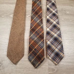 Pendleton & Austin Schilf 100 % Wolle Herrenkrawatten Set drei einfach kariert gestreift - Bild 1 von 6